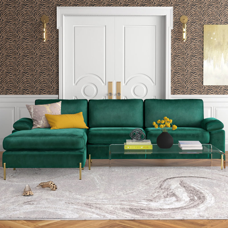 Wayfair green velvet sofa discount